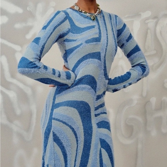House of Sunny Dresses & Skirts - HOUSE OF SUNNY The Blue Moon Hockney Fuzzy Midi Dress